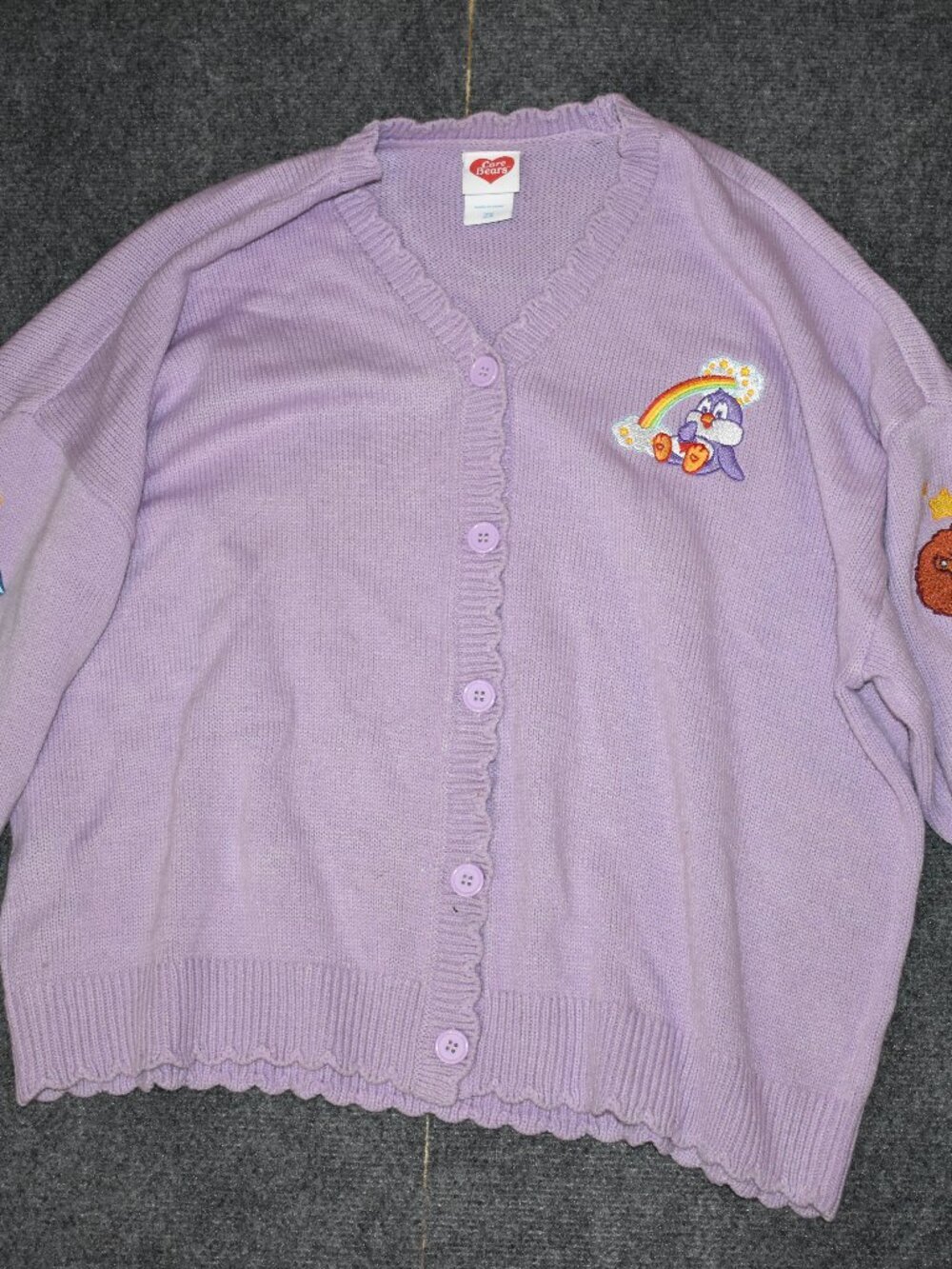 Care Bear Women's Light Purple/Lavender Cardigan Sweater XXL Embroidered